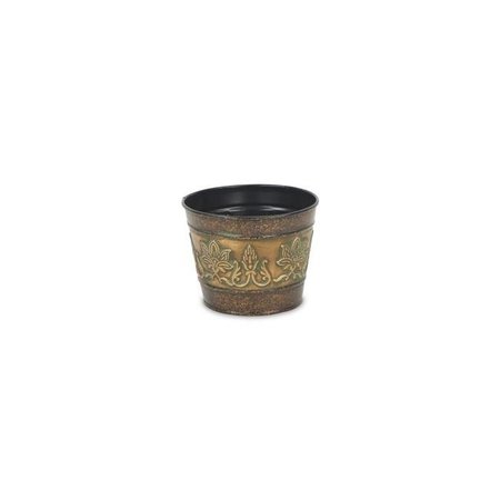 CHEUNGS Cheungs 4766-04 5 in. Circular Metal Planter with Center Floral Design 4766-04